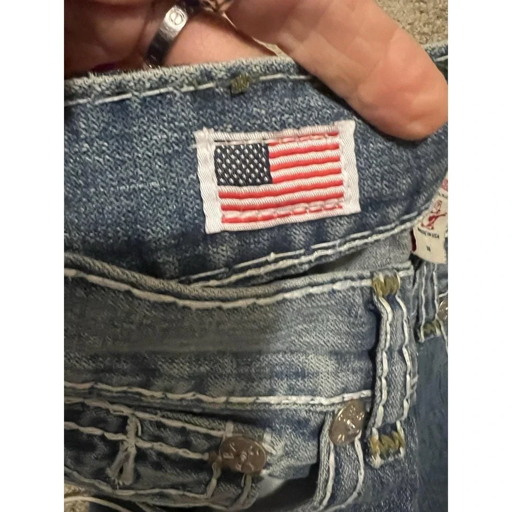 True Religion Ricky Super T 36 Jeans Thick Stitches Made In USA RARE Vintage